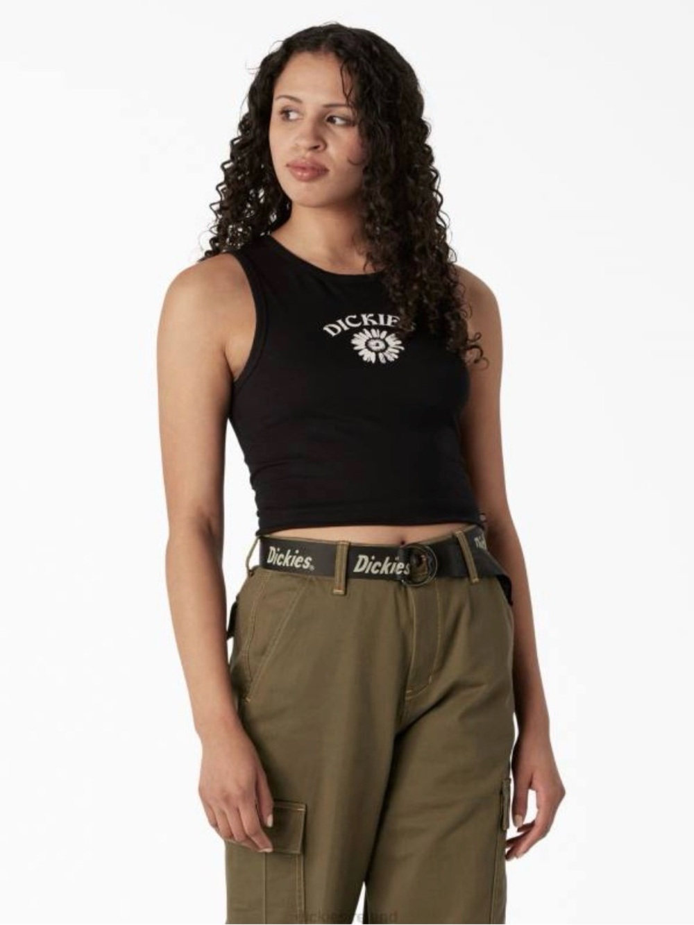 Dickies Black Daisy Logo Crop Tank - Women